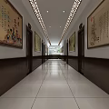 Traditional Chinese Medicine Clinic Interior With Wooden Counter Calligraphy And Ceiling Decor