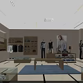 Modern Clothing Store Interior With Mannequins Shelves Clothing Displays And Accessories
