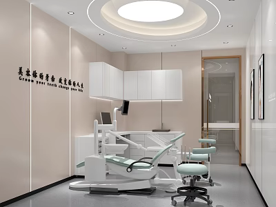 Modern Dental Clinic Interior Design With Treatment Chair And Cabinets 3d model