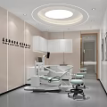 Modern Dental Clinic Interior Design With Treatment Chair And Cabinets