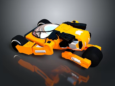 Orange Toy Car With Transparent Cockpit Black Parts And Large Wheels 3d model