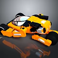 Orange Toy Car With Transparent Cockpit Black Parts And Large Wheels
