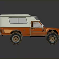 Orange And White Military Off Road Vehicle With Roof Top And Large Wheels