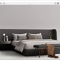 Modern Double Bed Interior With Upholstered Headboard Bedside Tables And Decorative Pillows