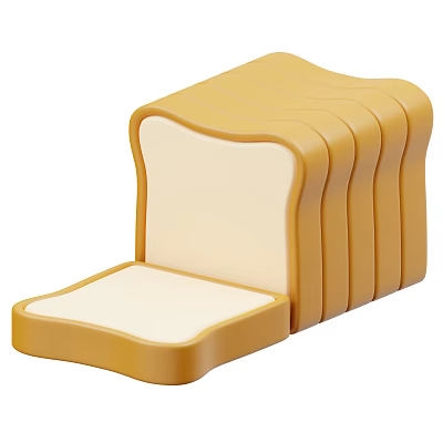 Fresh Stacked Sliced Bread with One Separated Piece and Golden Crust 3d model