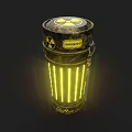 Automotive Parts Hazardous Warning Container With Radioactive Symbols And Glowing Stripes