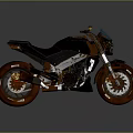 Stylish Modern Motorcycle In Black Featuring Brown Wheels Streamlined Body And Single Seat Design