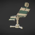Adjustable Medical Examination Table With Green Padded Surface And Metal Support Frame