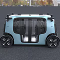 Light Blue Modern Urban Car With Large Windows And Black Accents