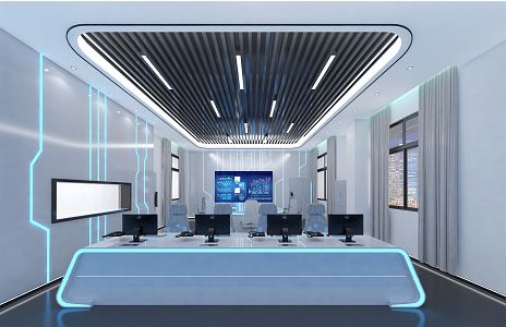 Modern Monitoring Room Science and Technology Sense Monitoring Room 3d model