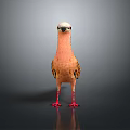 Colorful Bird with Pink Body Orange Black Wings Red Feet White Head on Black Background
