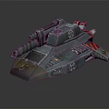 Futuristic Sci Fi Armored Vehicle With Blue Green Body Red Stripes And Star Emblems