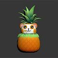 Game Movie Cartoon Character With Pineapple Shaped Body Green Leaves And Cute Animal Face