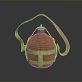 Traditional Brown Water Container With Leather Strap And Cross Binding 3d model