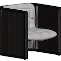 Modern Black Leather Single Sofa With Vertical Stripe Design And Comfortable Seat