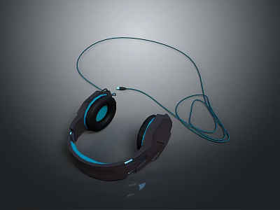 Wired Over Ear Gaming Headset With Blue LED Lights Ergonomic Design For Computer Use 3d model