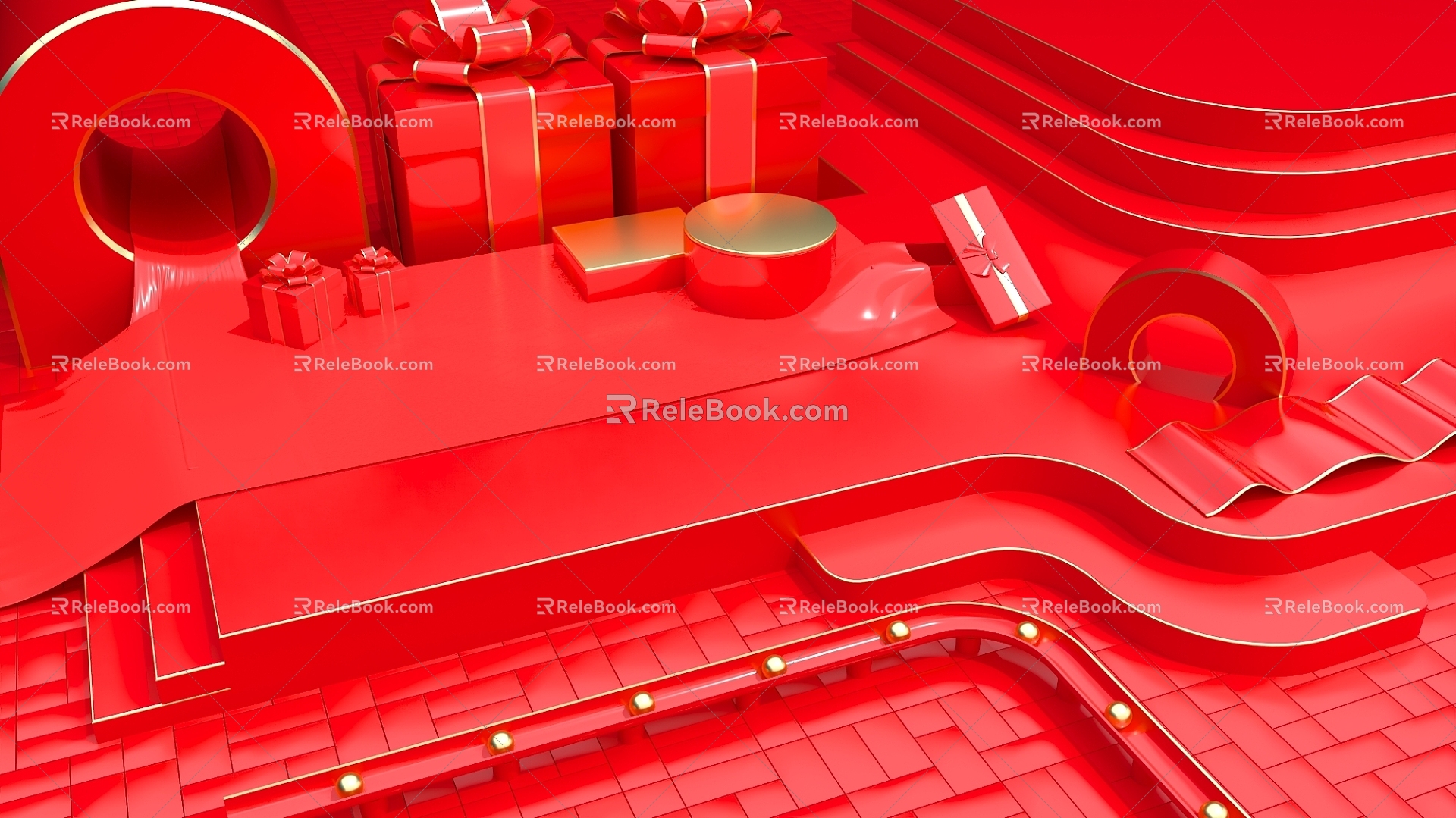 High-grade red paint element gift box luxury business map product map light luxury DP beautiful Chen 3d model