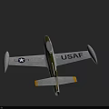 USAF F-86 Fighter Jet with Silver Body Yellow Nose Tail and Air Force Insignia