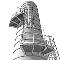 Industrial Vertical Storage Tank Structure With External Ladder And Metal Access Platform