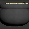 Black Metallic Pot Filled With Shiny Gold Coins On Dark Surface