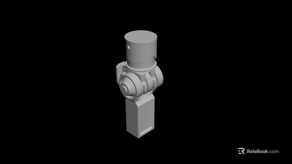 Industrial Mechanical Part 3D Model With Cylindrical Top And Square Base 3d model 