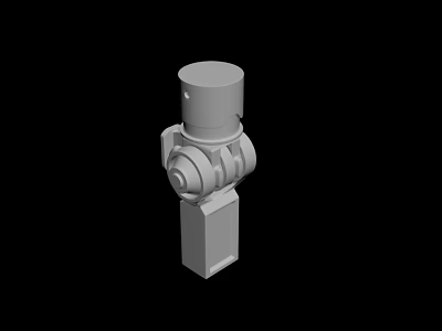 Industrial Mechanical Part 3D Model With Cylindrical Top And Square Base 3d model