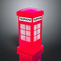 Classic Red Telephone Booth With Glass Windows And Telephone Signage