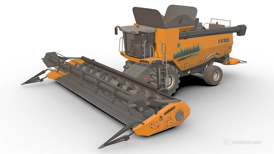 Efficient Orange Agricultural Combine Harvester Featuring Front Harvesting Header For Farm Operations 3d model 