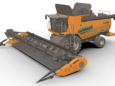Efficient Orange Agricultural Combine Harvester Featuring Front Harvesting Header For Farm Operations 3d model