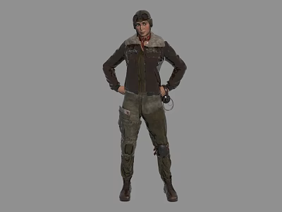 Video Game Movie Character Wearing Helmet Jacket And Tactical Pants With Hands On Hips 3d model