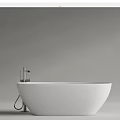 Modern Round Freestanding And Rectangular Built in Bathtubs With Chrome Faucets 3d model