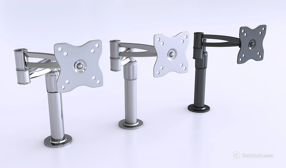 Iron Art Adjustable Monitor Stands in Silver and Black for Display Mounting 3d model 
