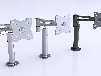 Iron Art Adjustable Monitor Stands in Silver and Black for Display Mounting 3d model