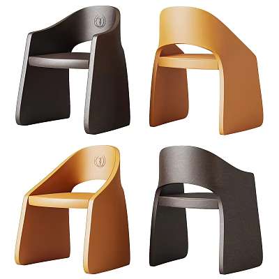 Stylish Modern Single Chair Design Featuring Black And Orange Color Variations 3d model