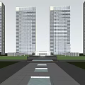 Modern High Rise Residential Complex With Surrounding Roads And Green Areas Layout 3d model