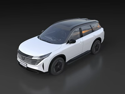 White Modern SUV With Sleek Body Black Roof And Alloy Wheels 3d model