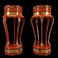 Traditional Red and Gold Ornamental Decorative Display Set with Carved Patterns and Ornate Legs