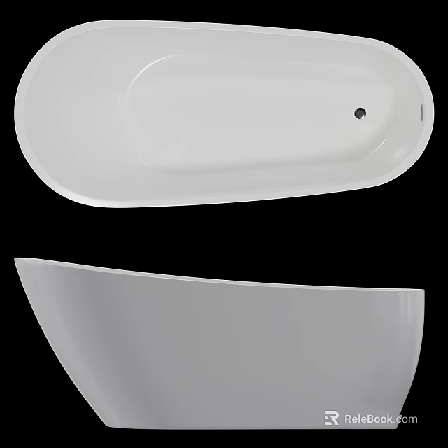 Modern White Freestanding Bathtub With Smooth Surface And Elegant Oval Shape Design 3d model