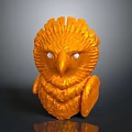 Orange Owl Decorative Sculpture With Textured Surface And White Eyes