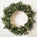 Festive Christmas Wreath Wall Decor with String Lights Small Trees and Gift Boxes 3d model