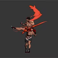 Game Movie Muay Thai Style Fighting Characters With Red Flowing Ribbons And Dynamic Action Poses