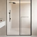 Modern Shower Sauna Interior With Glass Door Minimalist Design White Walls And Shower Head