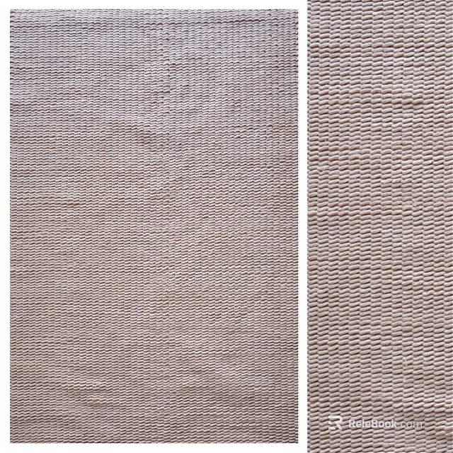 Square Rug With Woven Texture Neutral Beige Color Full View And Closeup Design 3d model 