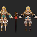 Game Characters With Diverse Costumes And Weapons In Fantasy Design