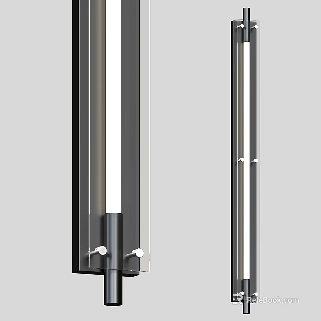 Modern Slim Wall Lights With Metal Frame Glass Shade And LED Lighting 3d model 