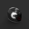 Sleek Black Smooth Round Helmet with Red Lining and Metal Buckle Design