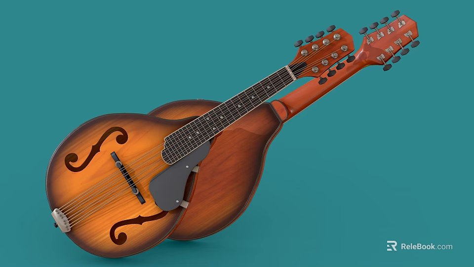 Brown Wooden Mandolin Guitars and Art Supplies for Musical Instrument Decoration and Painting 3d model 
