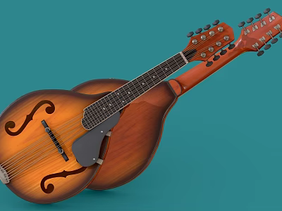 Brown Wooden Mandolin Guitars and Art Supplies for Musical Instrument Decoration and Painting 3d model