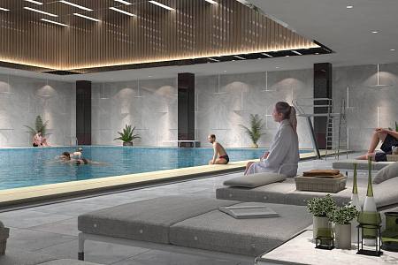 Indoor Pool Swimming Figure 3d model