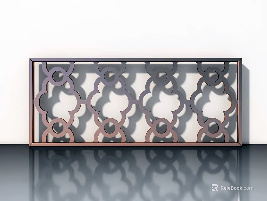 Elegant Casement Window Design With Intricate Patterned Frame And Reflective Surface 3d model 